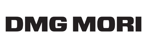 The image shows the DMG MORI logo with bold, black uppercase letters on a white background.